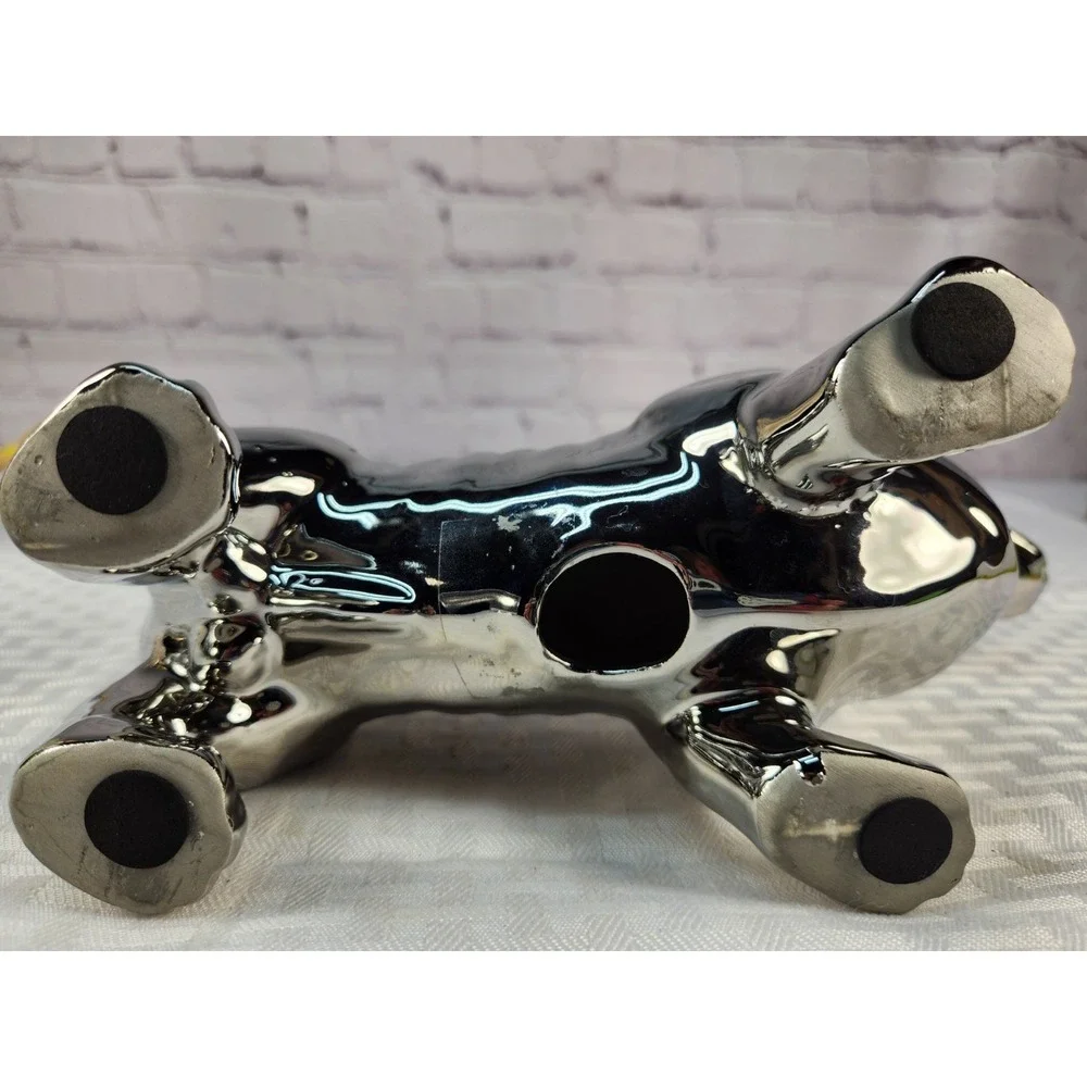 Lg Silver Dachshund Glass Statue 10.5